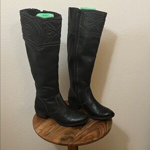 Nurture by Lamaze Black Over-the-Knee Riding Boots with Embroidered Top